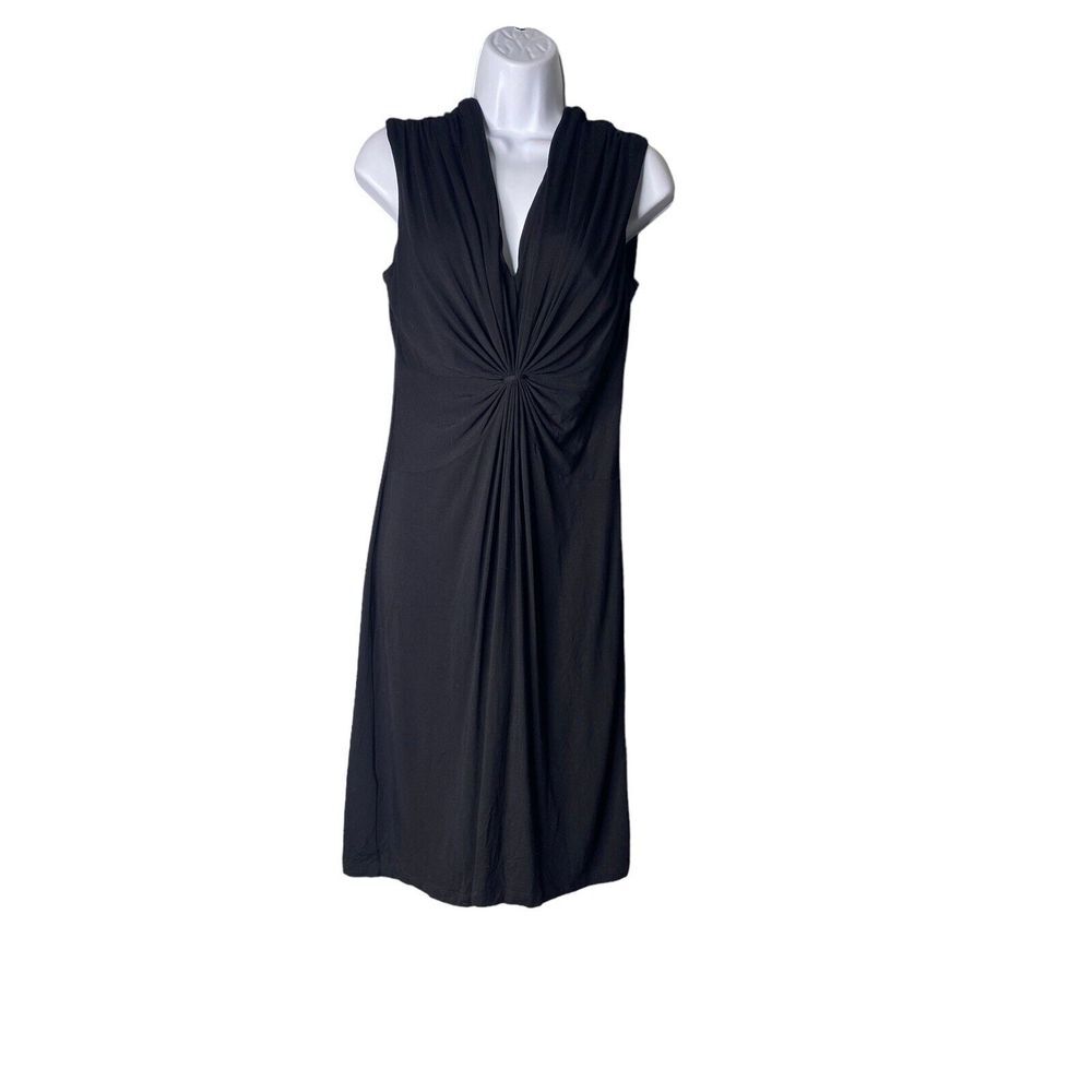Calvin Klein Womens Twist Front Sleeveless V-neck Dress in Black Size 12 - Picture 1 of 7